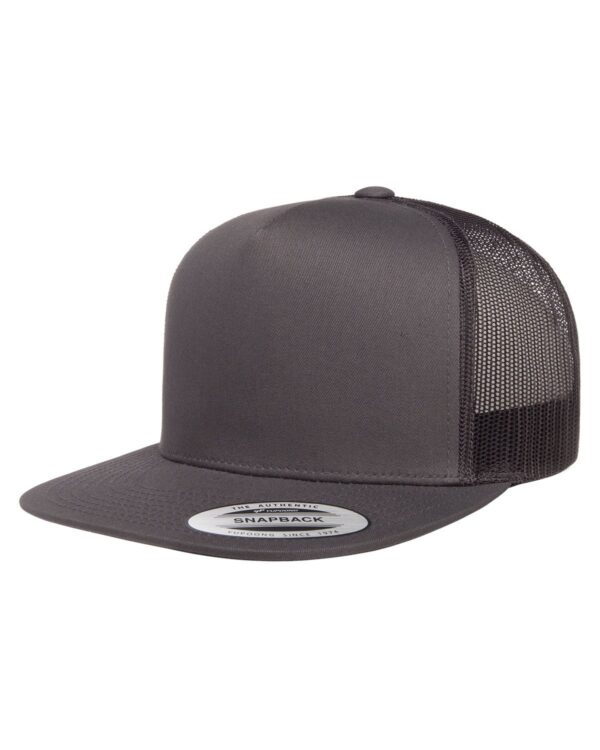Front View of a Charcoal Trucker Snapback