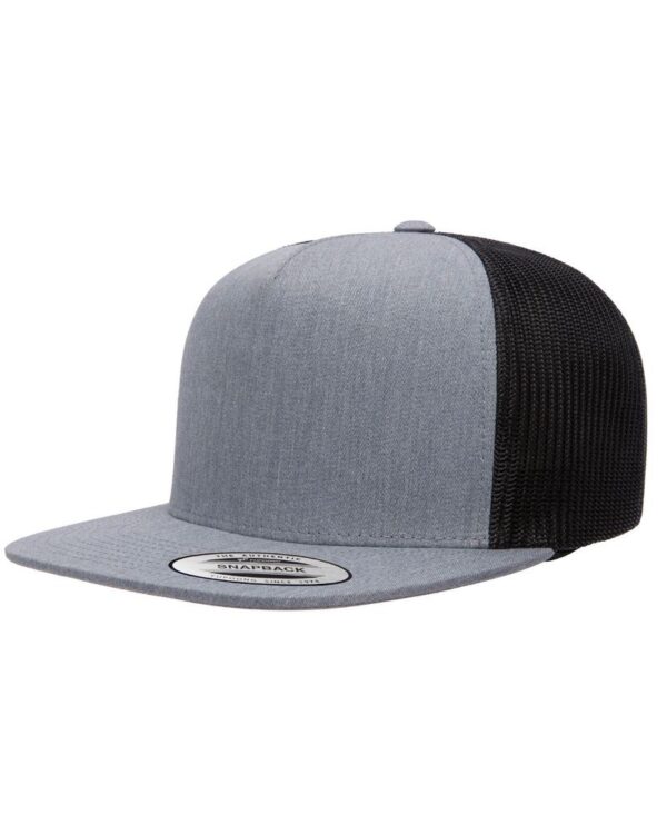 Front View of a Heather Black Trucker Snapback